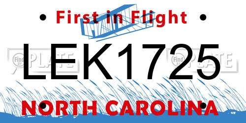 LEK1725 North Carolina License Plate