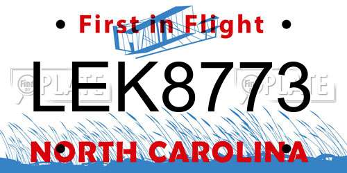 LEK8773 North Carolina License Plate