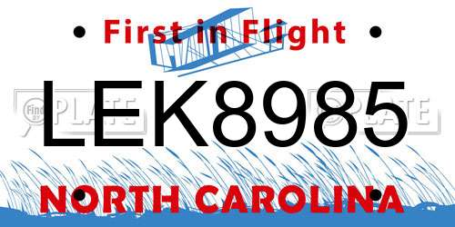 LEK8985 North Carolina License Plate