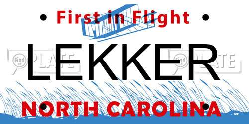 LEKKER North Carolina License Plate
