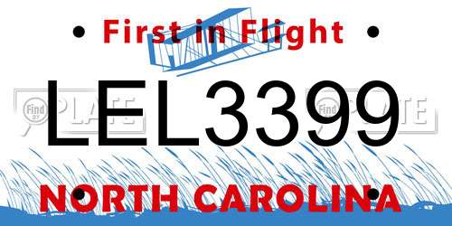 LEL3399 North Carolina License Plate