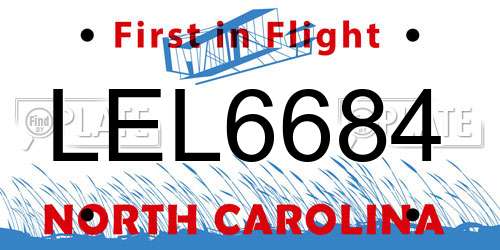 LEL6684 North Carolina License Plate