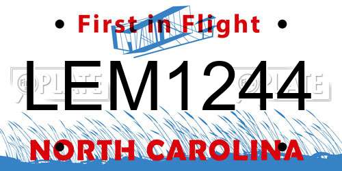 LEM1244 North Carolina License Plate