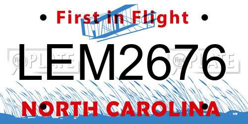 LEM2676 North Carolina License Plate