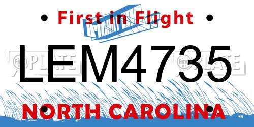 LEM4735 North Carolina License Plate