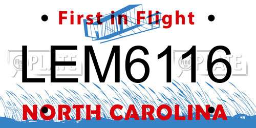 LEM6116 North Carolina License Plate