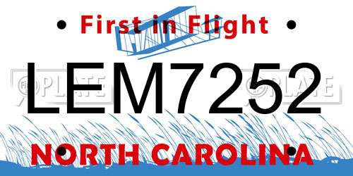 LEM7252 North Carolina License Plate