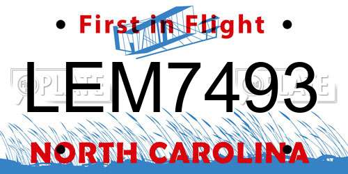 LEM7493 North Carolina License Plate