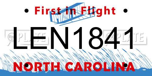 LEN1841 North Carolina License Plate