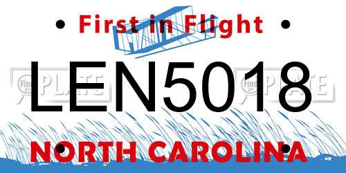 LEN5018 North Carolina License Plate