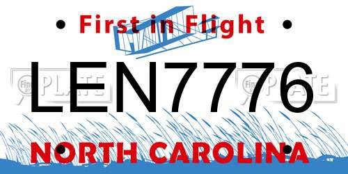 LEN7776 North Carolina License Plate