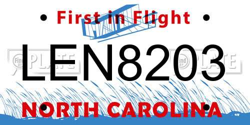 LEN8203 North Carolina License Plate