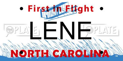 LENE North Carolina License Plate