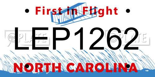 LEP1262 North Carolina License Plate