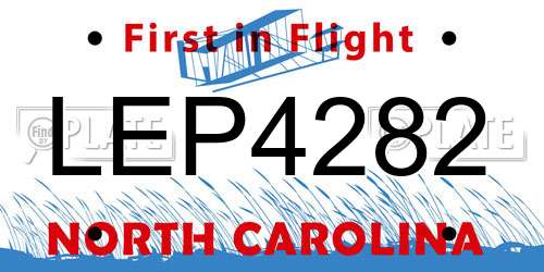 LEP4282 North Carolina License Plate