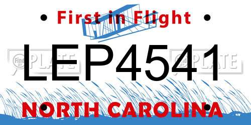 LEP4541 North Carolina License Plate
