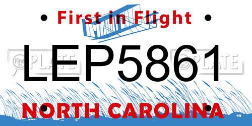 LEP5861 North Carolina License Plate