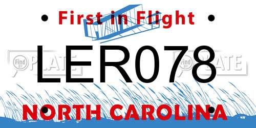 LER078 North Carolina License Plate
