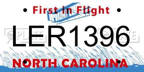 LER1396 North Carolina License Plate