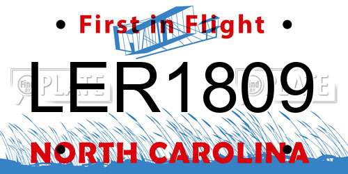 LER1809 North Carolina License Plate
