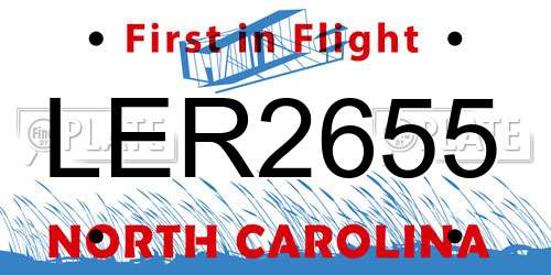 LER2655 North Carolina License Plate