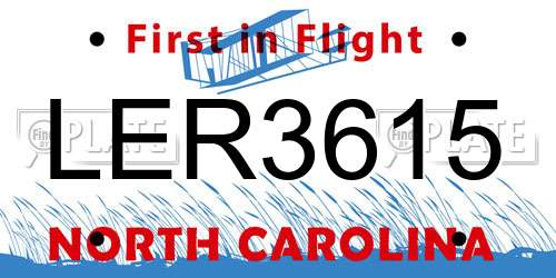 LER3615 North Carolina License Plate