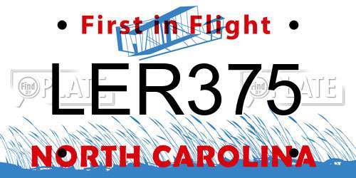 LER375 North Carolina License Plate
