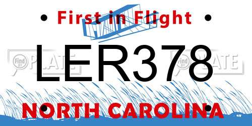 LER378 North Carolina License Plate