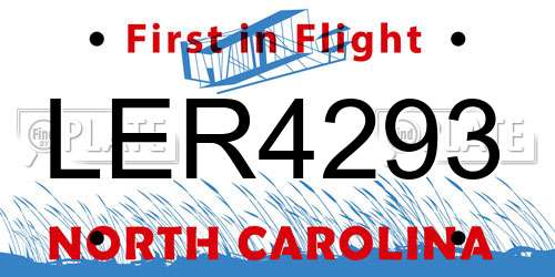 LER4293 North Carolina License Plate