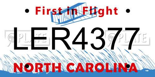 LER4377 North Carolina License Plate