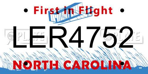 LER4752 North Carolina License Plate