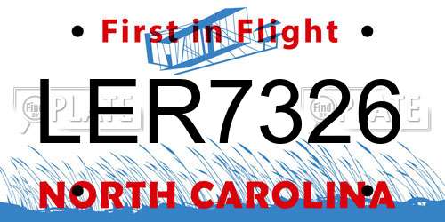 LER7326 North Carolina License Plate