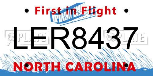 LER8437 North Carolina License Plate