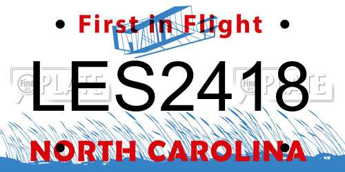 LES2418 North Carolina License Plate