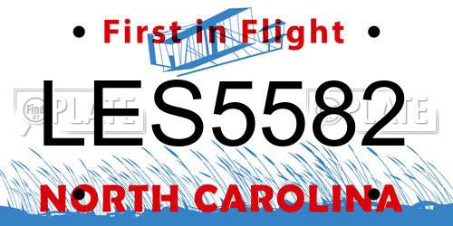 LES5582 North Carolina License Plate
