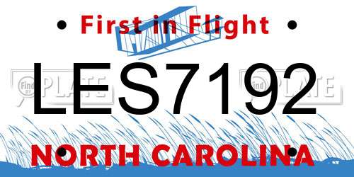 LES7192 North Carolina License Plate
