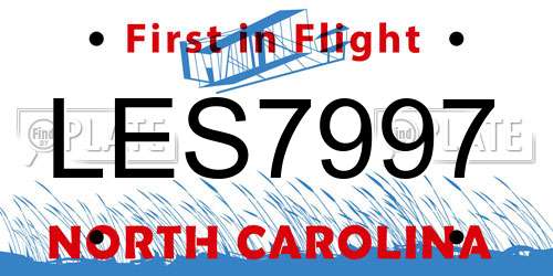 LES7997 North Carolina License Plate