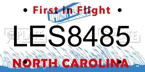 LES8485 North Carolina License Plate