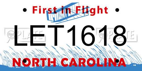 LET1618 North Carolina License Plate