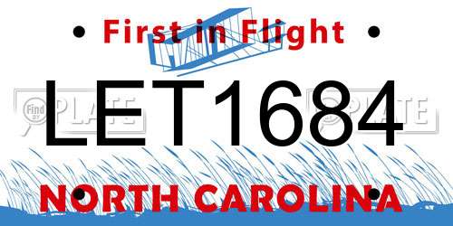 LET1684 North Carolina License Plate
