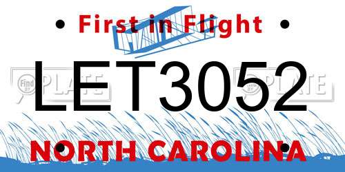 LET3052 North Carolina License Plate
