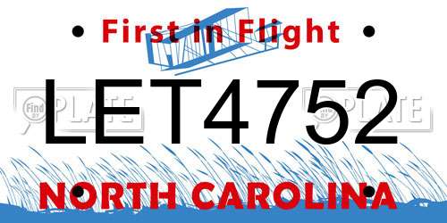 LET4752 North Carolina License Plate