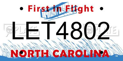 LET4802 North Carolina License Plate
