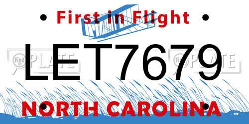 LET7679 North Carolina License Plate