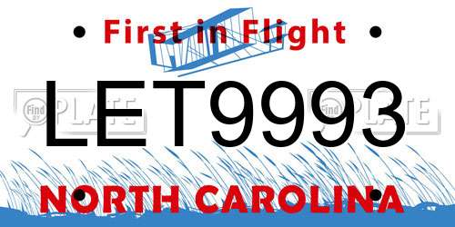 LET9993 North Carolina License Plate