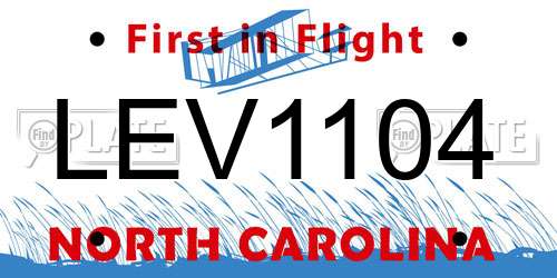 LEV1104 North Carolina License Plate