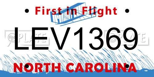 LEV1369 North Carolina License Plate