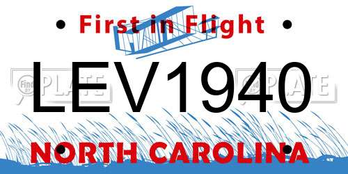 LEV1940 North Carolina License Plate