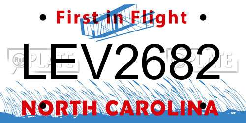 LEV2682 North Carolina License Plate