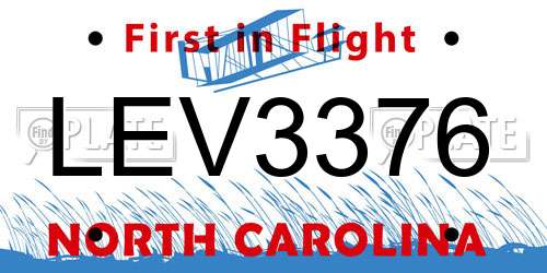 LEV3376 North Carolina License Plate